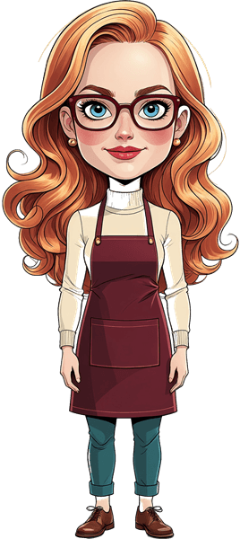 Zita — tall and straight-backed, in dark red glasses